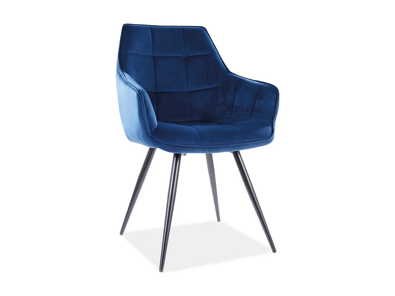 Chaise design métal noir velours bleu Deli
