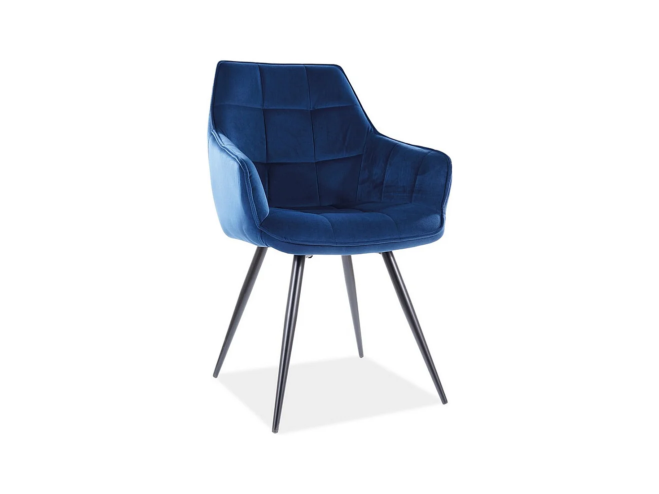 Chaise design métal noir velours bleu Deli
