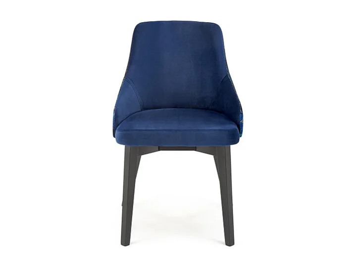Silla de terciopelo azul oscuro con respaldo Andrea multicolor