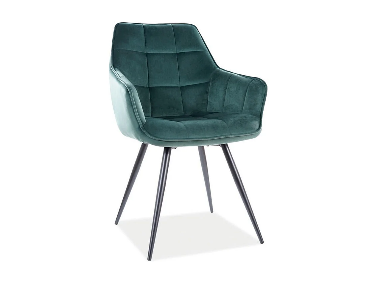Chaise design métal noir et velours vert Deli