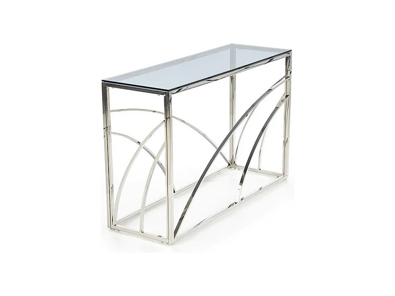 Consola de 120 x 40 cm con estructura de metal cromado y tapa de cristal ahumado SOCHIC