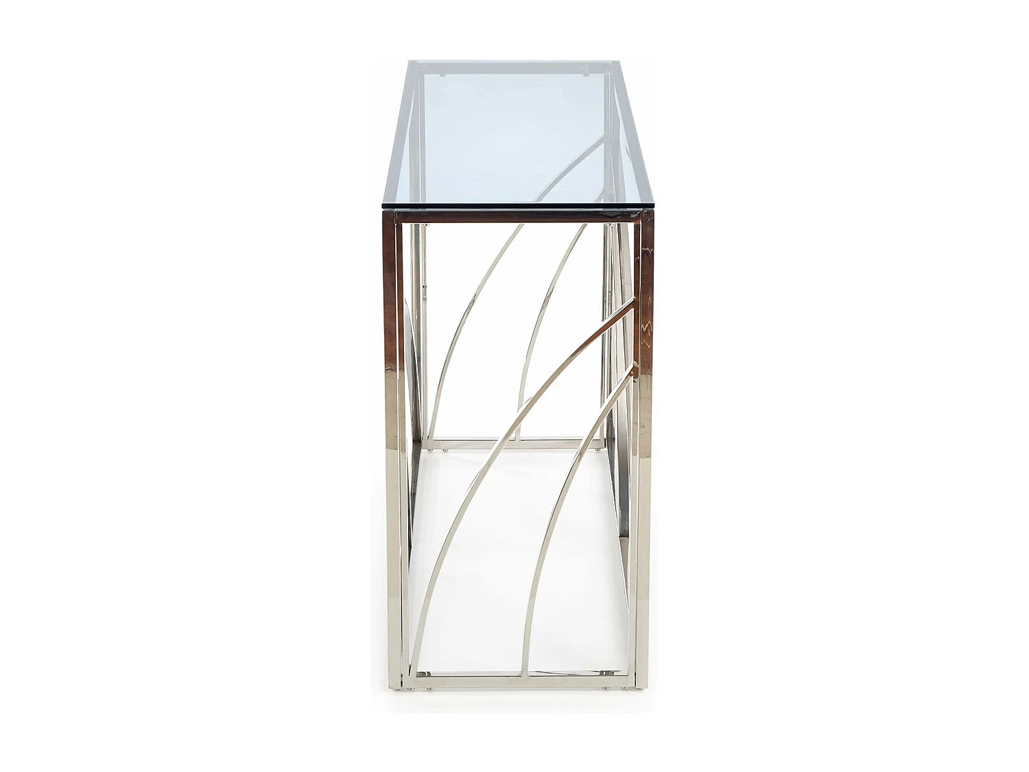 Consola de 120 x 40 cm con estructura de metal cromado y tapa de cristal ahumado SOCHIC