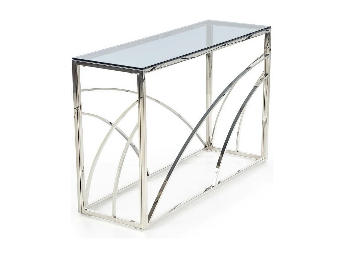 Console 120 x 40 cm avec structure en métal chromé et plateau en verre fumé SOCHIC