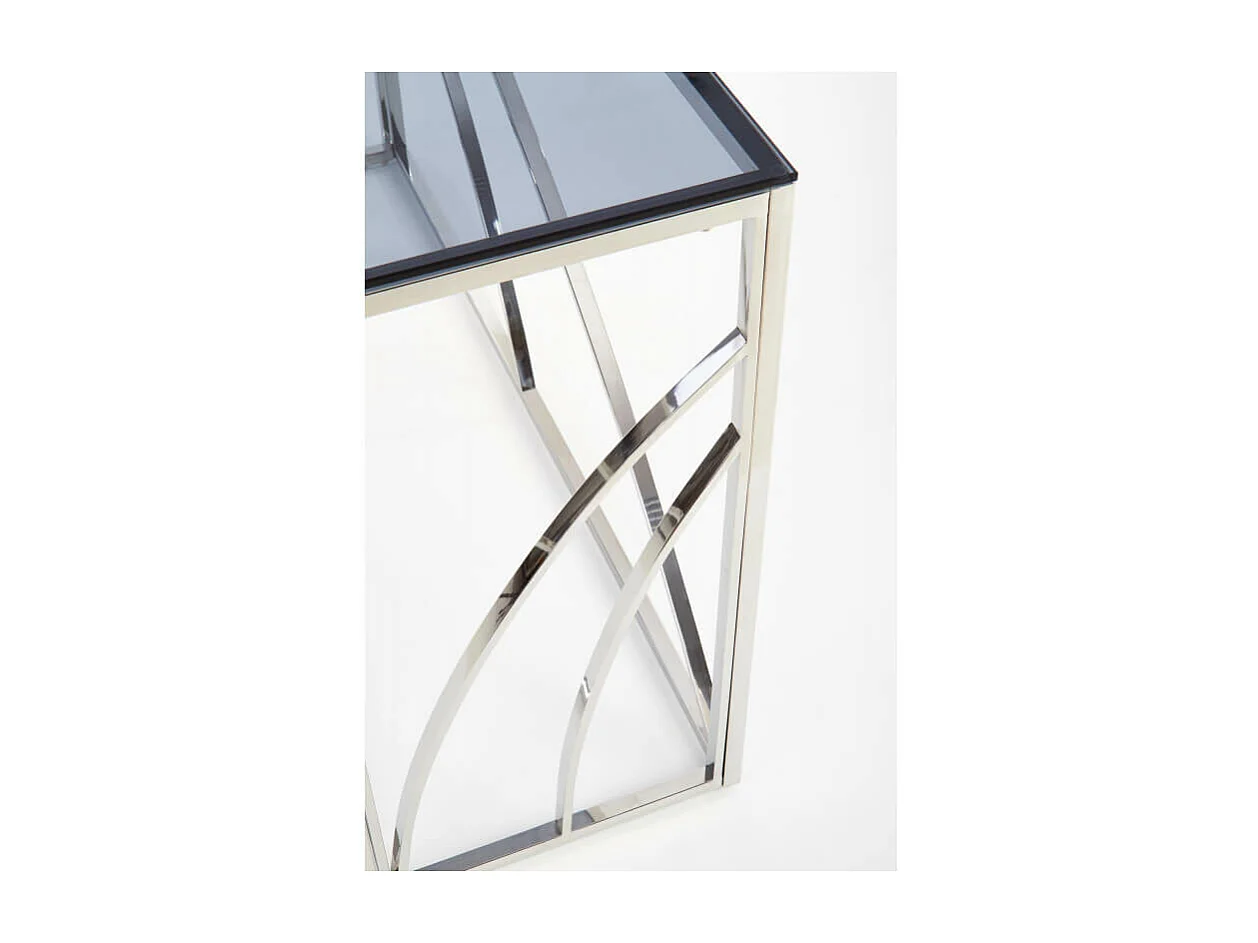 Console 120 x 40 cm avec structure en métal chromé et plateau en verre fumé SOCHIC