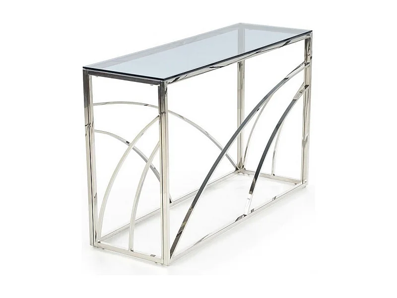 Console 120 x 40 cm avec structure en métal chromé et plateau en verre fumé SOCHIC