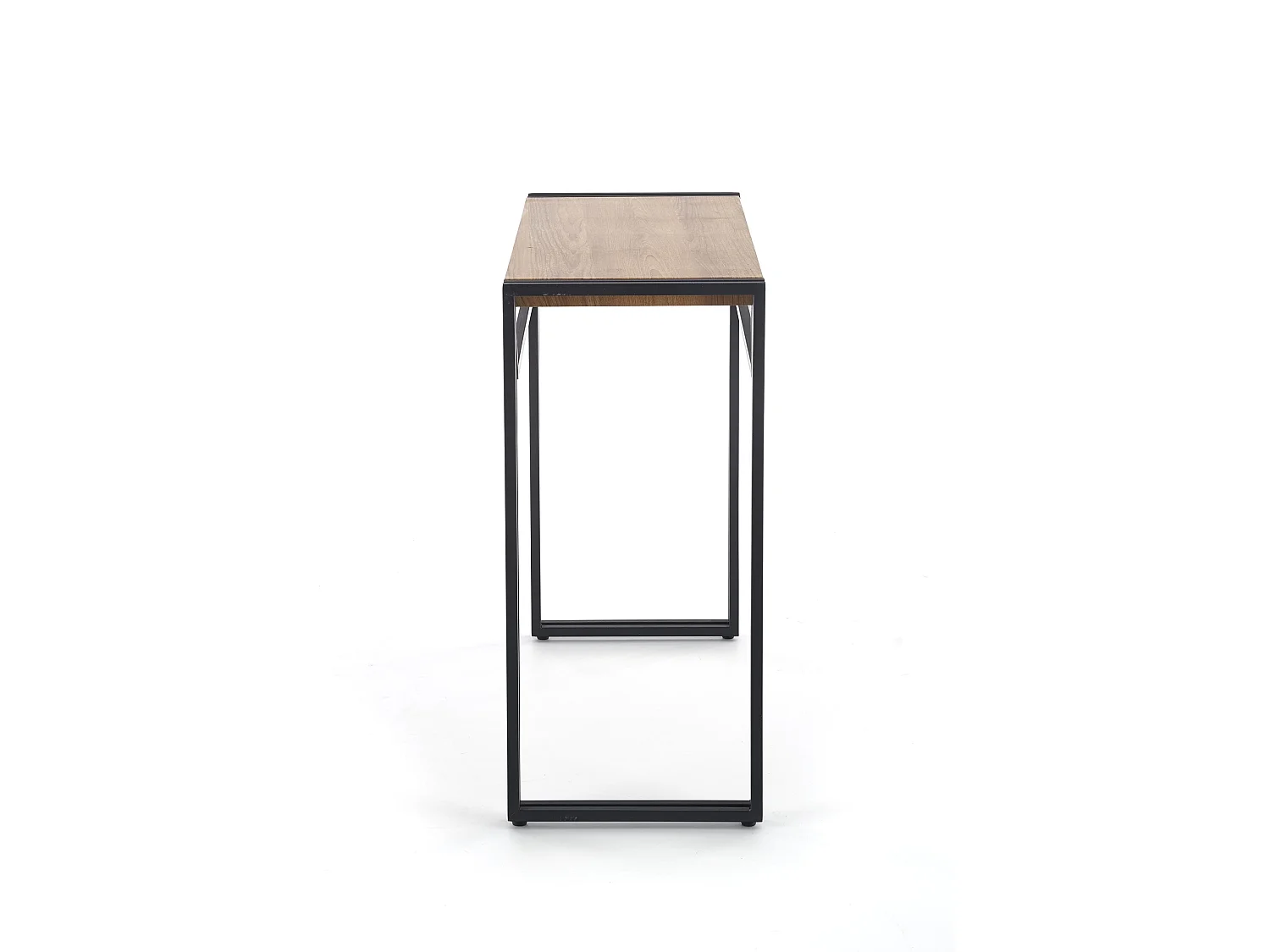 Console plateau style chêne doré et pieds en acier noir Aqua