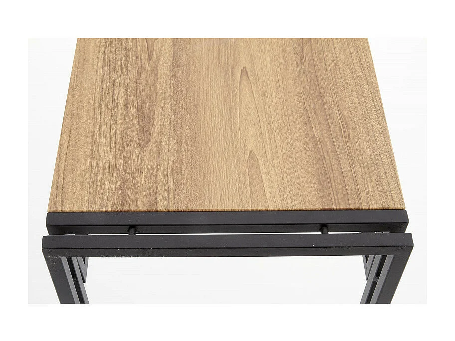 Console plateau style chêne doré et pieds en acier noir Aqua