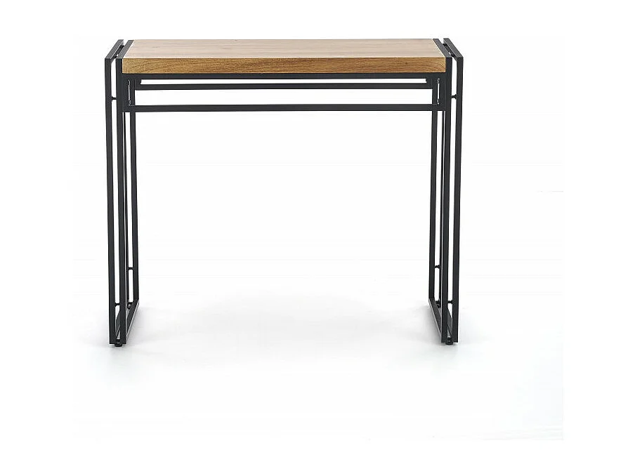 Console plateau style chêne doré et pieds en acier noir Aqua