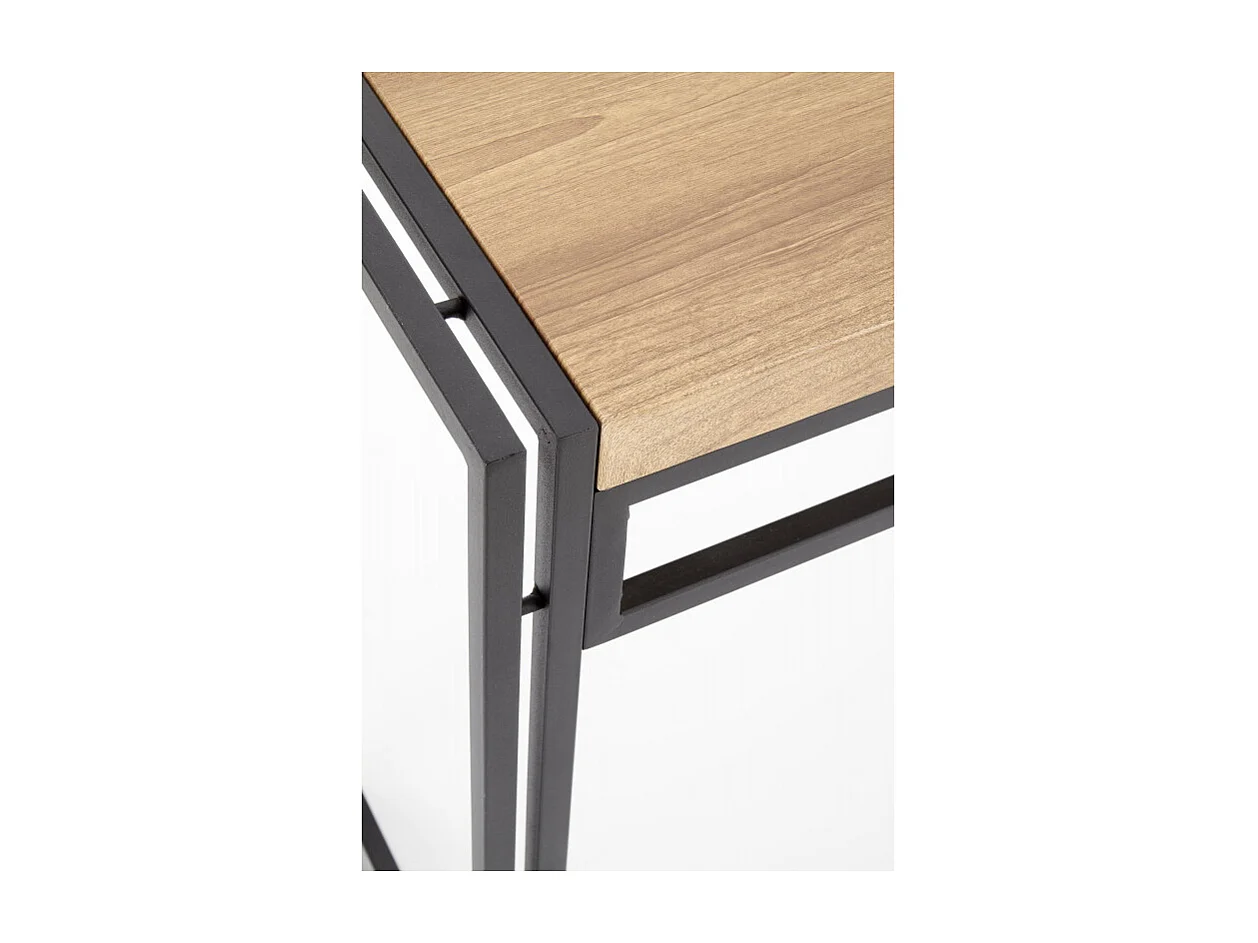 Console plateau style chêne doré et pieds en acier noir Aqua