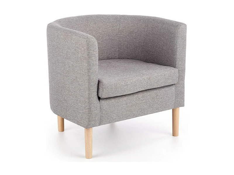 Fauteuil cabriolet en tissu gris avec pieds en bois massif Soho