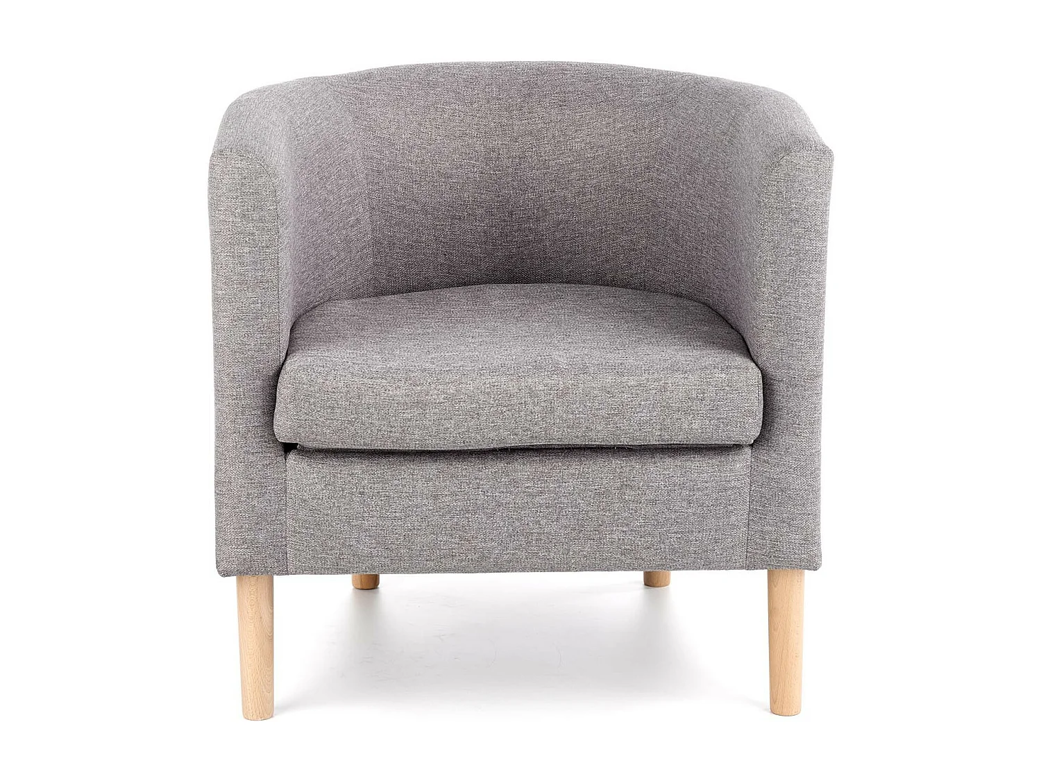 Fauteuil cabriolet en tissu gris avec pieds en bois massif Soho
