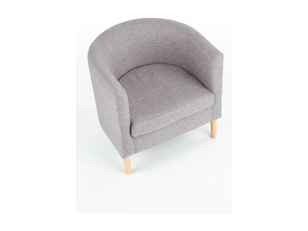 Fauteuil cabriolet en tissu gris avec pieds en bois massif Soho
