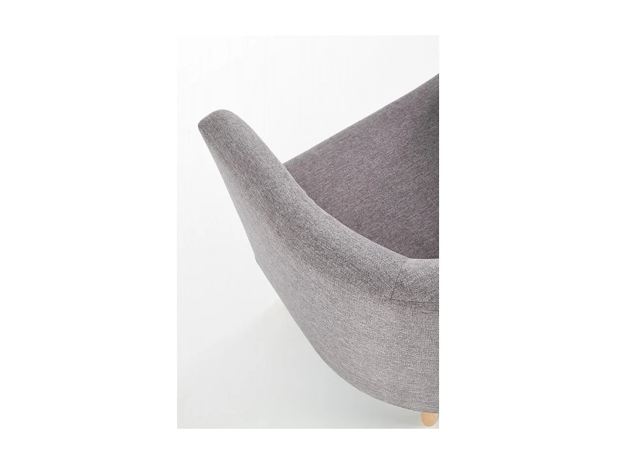 Fauteuil cabriolet en tissu gris avec pieds en bois massif Soho