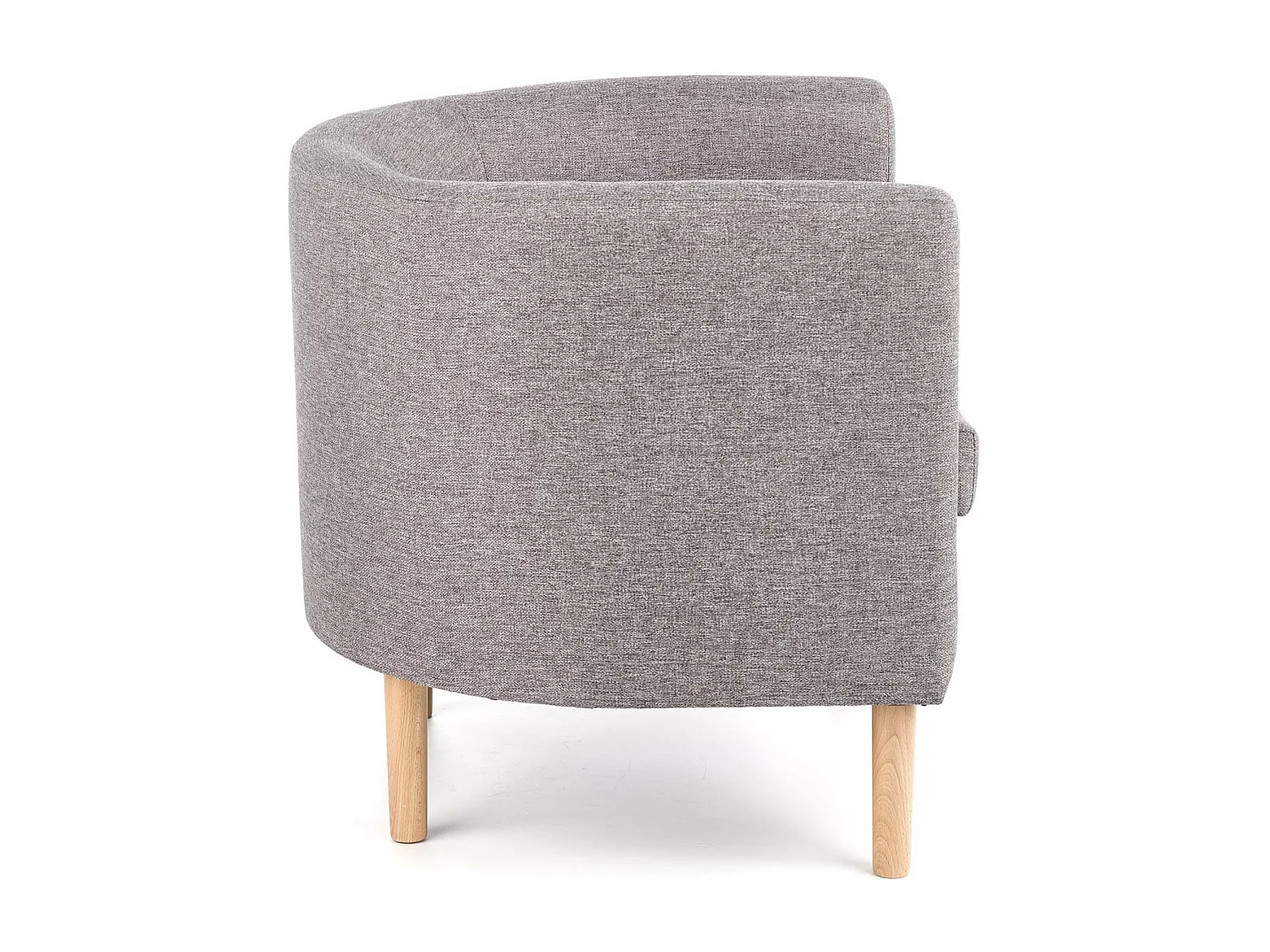 Fauteuil cabriolet en tissu gris avec pieds en bois massif Soho
