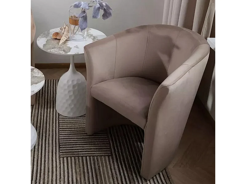 Fauteuil cabriolet confort velours beige Tisso