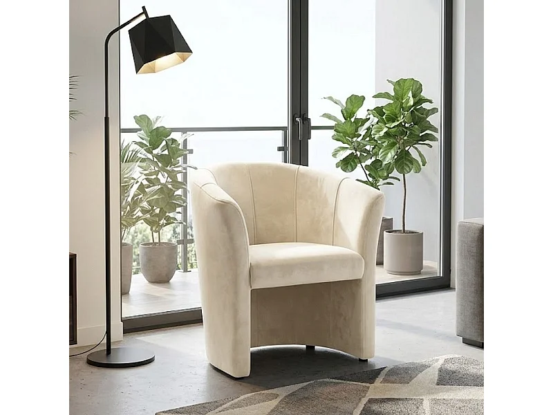 Fauteuil cabriolet confort écocuir crème Tisso