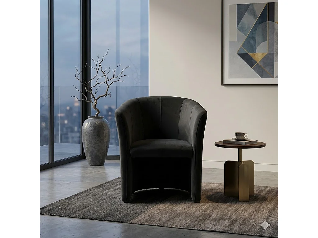 Fauteuil cabriolet confort velours noir Tisso