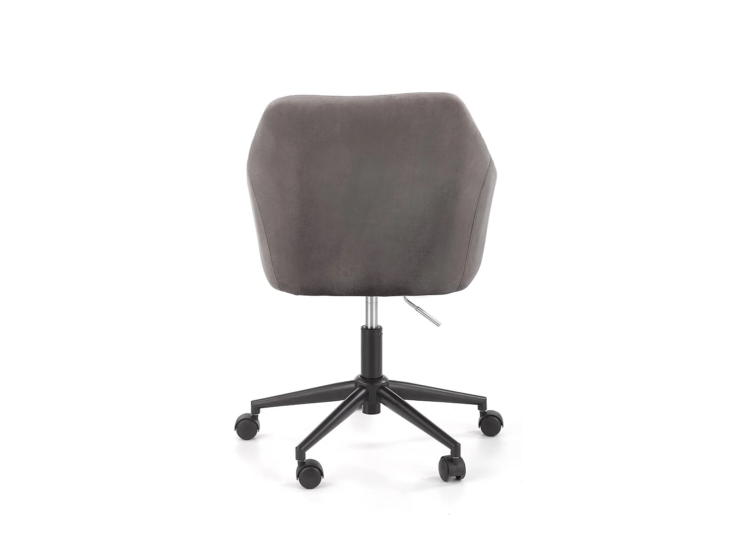 Fauteuil de bureau enfant avec accoudoirs en velours gris avec piètement noir à roulettes EZRA