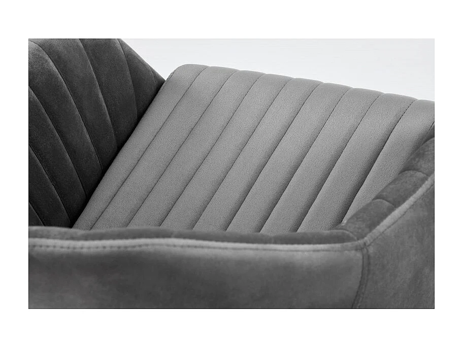 Sedia da ufficio per bambini EZRA con braccioli in velluto grigio e base nera con rotelle