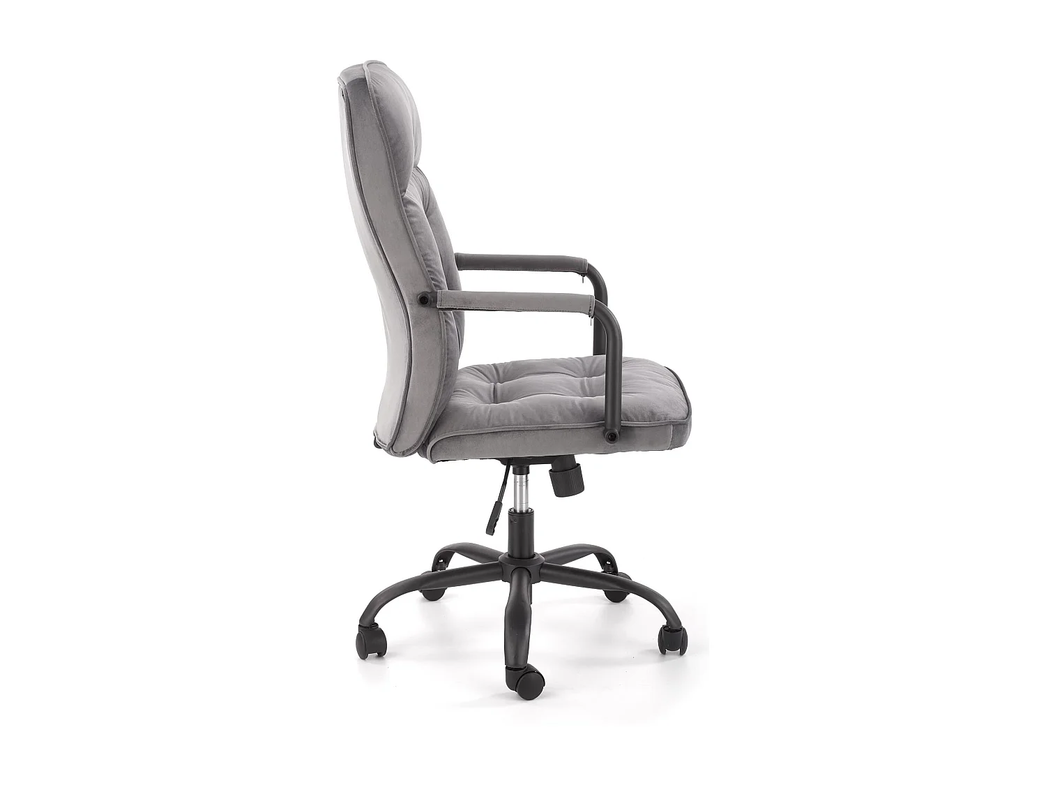 Fauteuil de bureau en tissu gris avec accoudoirs et piètement en métal BRIDGET