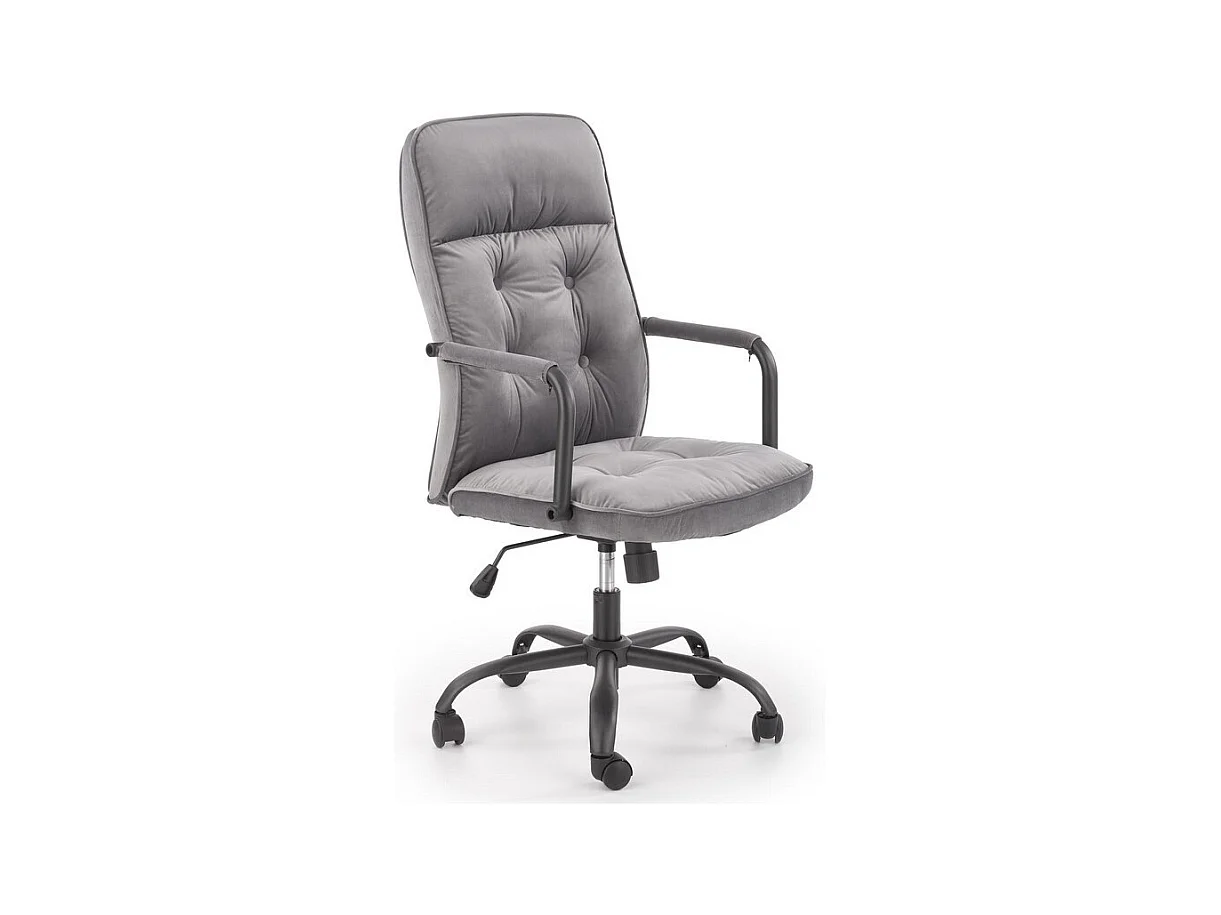 Fauteuil de bureau en tissu gris avec accoudoirs et piètement en métal BRIDGET