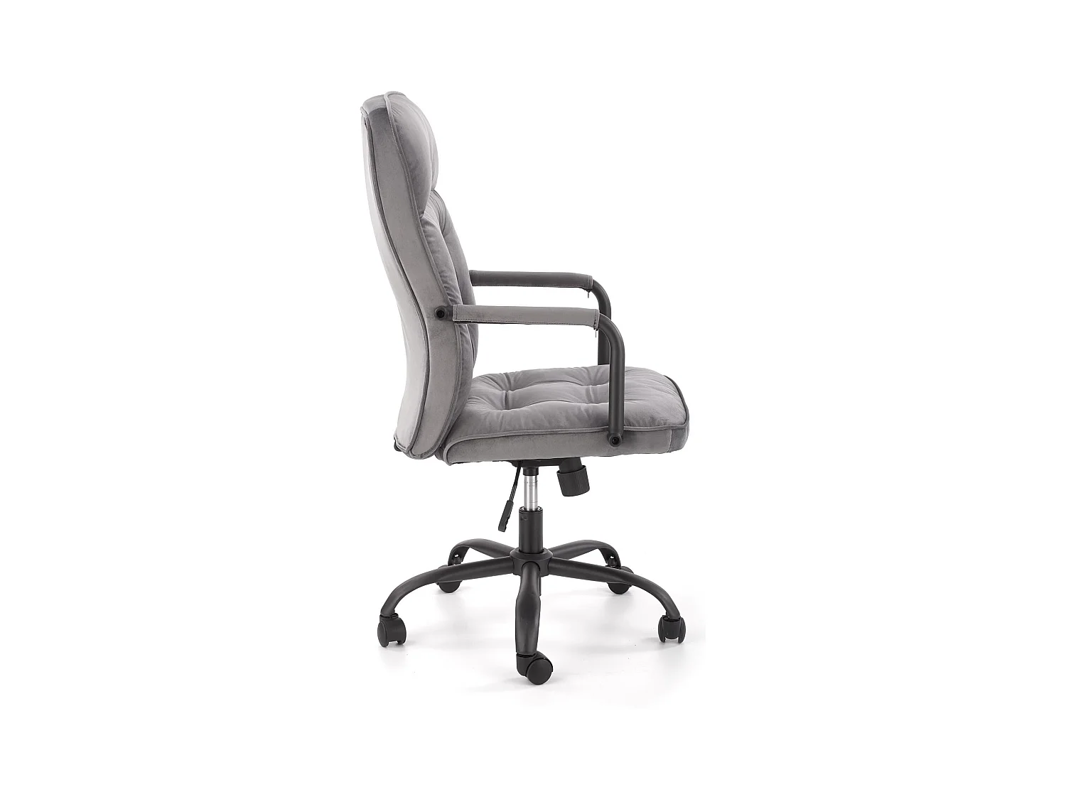 Silla de oficina de tela gris con reposabrazos y base de metal BRIDGET