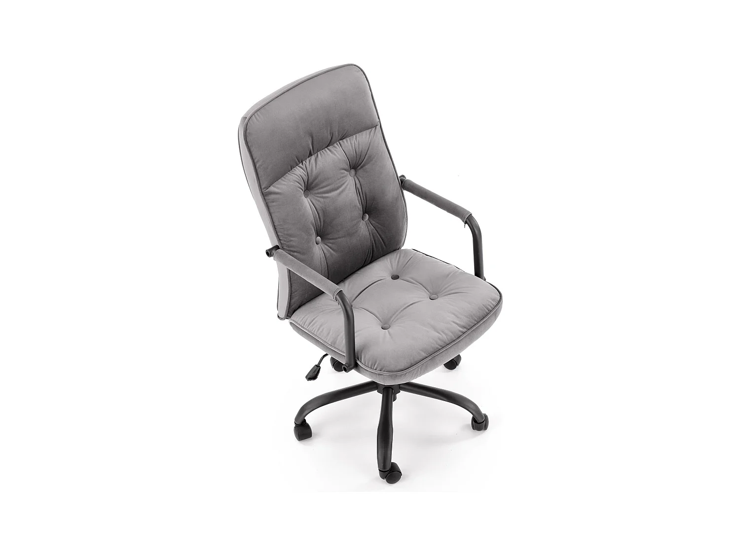 Silla de oficina de tela gris con reposabrazos y base de metal BRIDGET