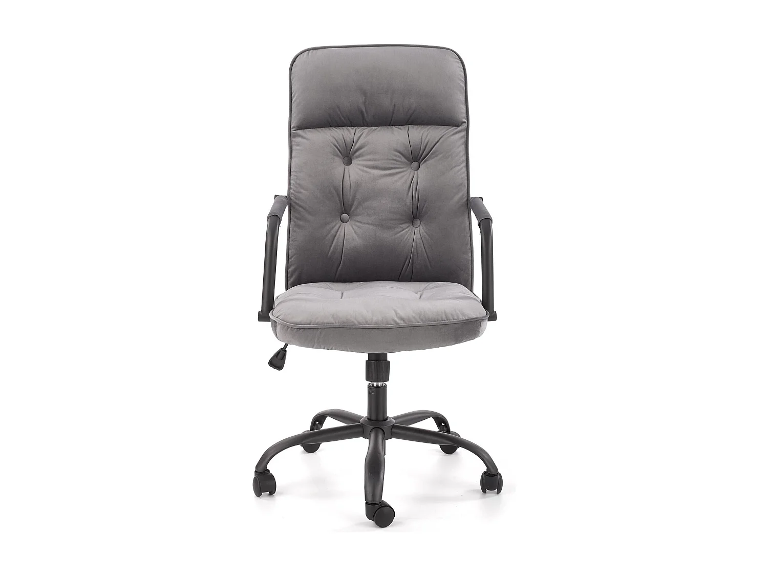 Silla de oficina de tela gris con reposabrazos y base de metal BRIDGET