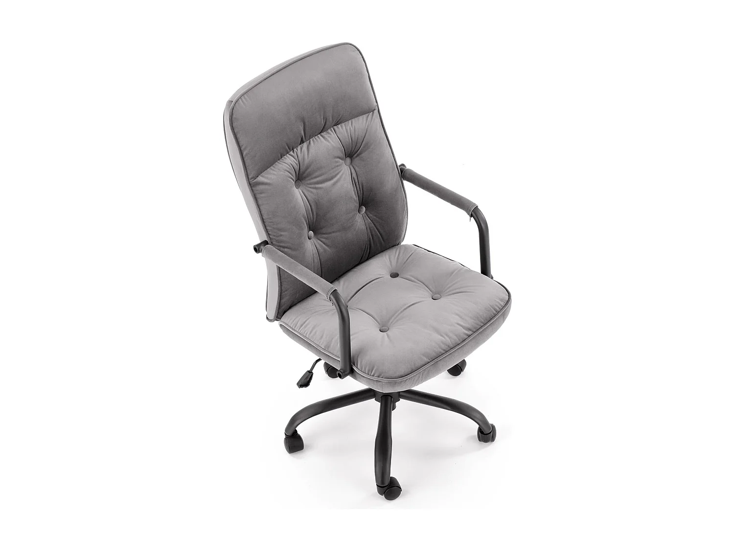 Silla de oficina de tela gris con reposabrazos y base de metal BRIDGET