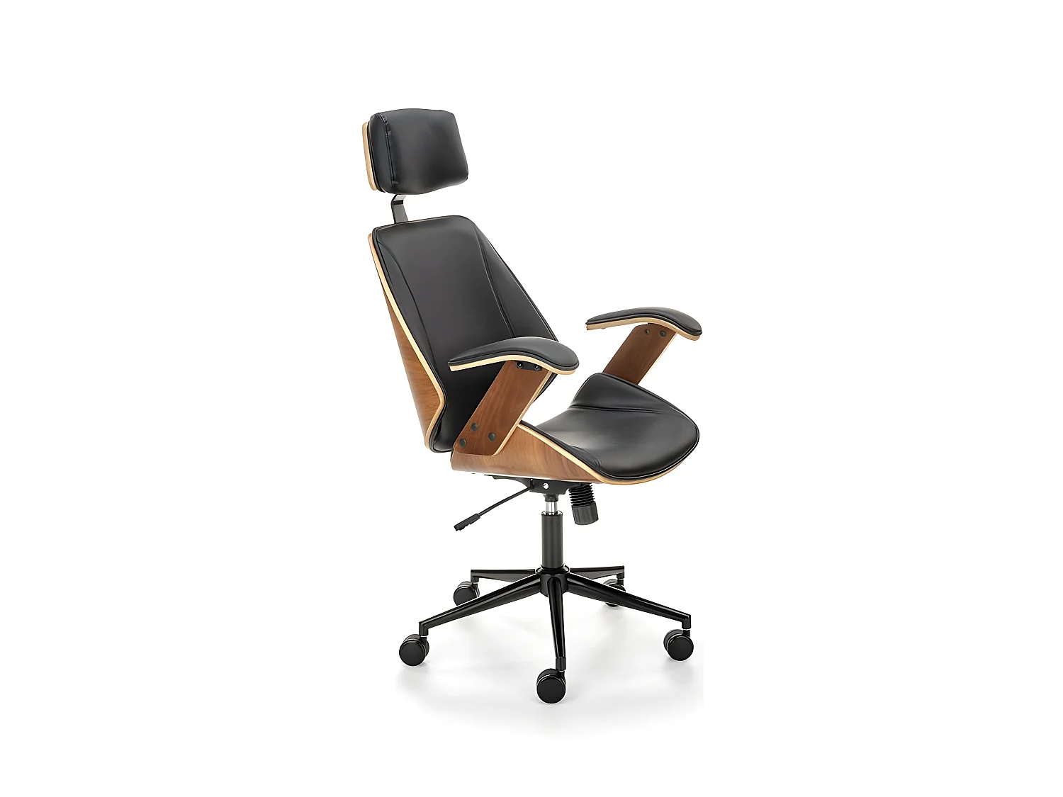 Fauteuil de bureau ergonomique noyer et noir Fromi