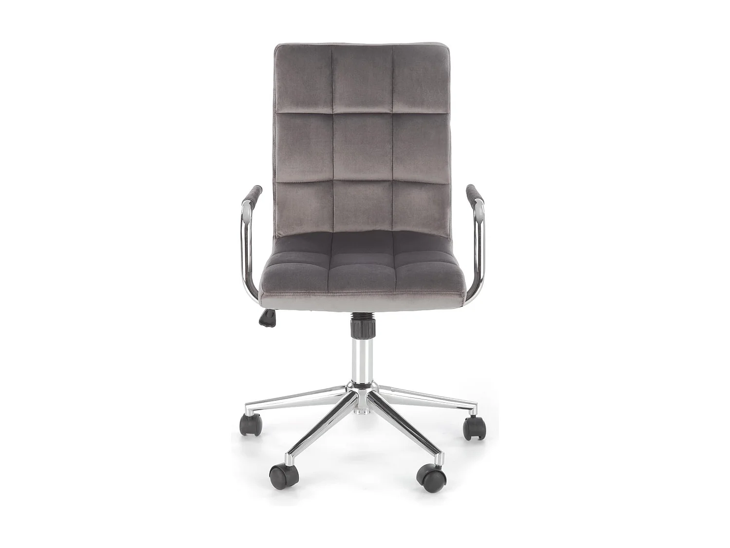 Sedia da ufficio per bambini MAC in velluto grigio con struttura in metallo cromato