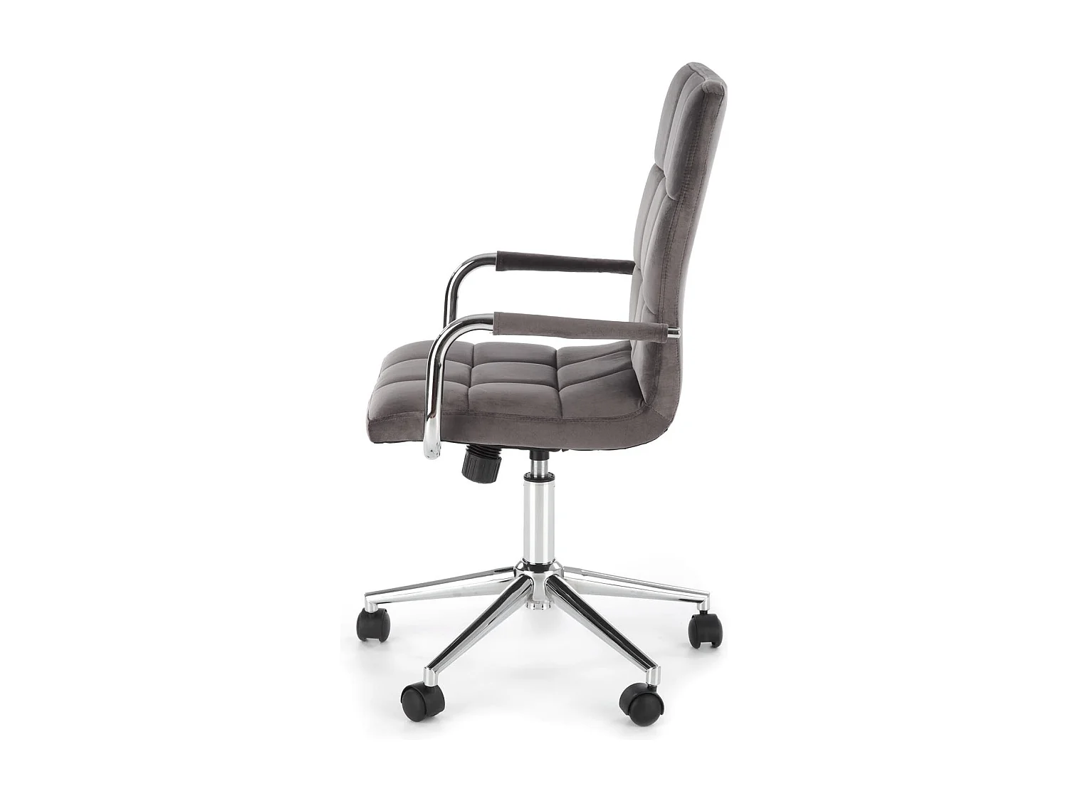 Sedia da ufficio per bambini MAC in velluto grigio con struttura in metallo cromato