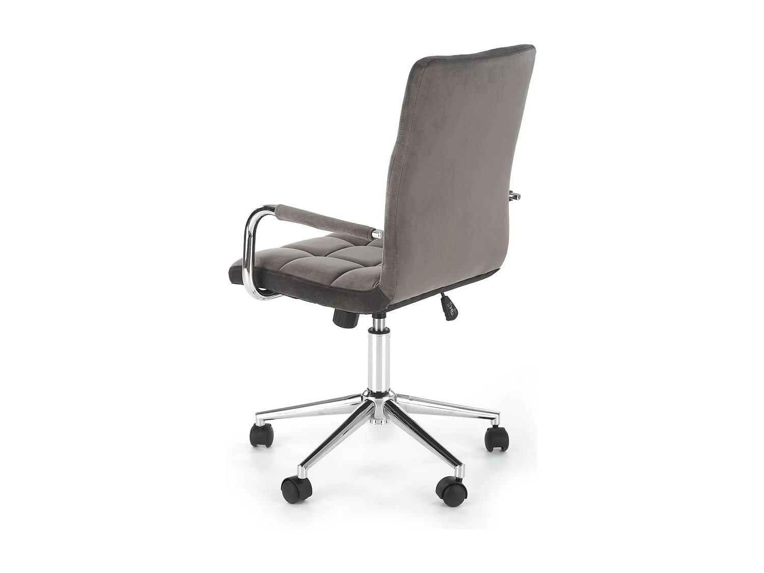 Sedia da ufficio per bambini MAC in velluto grigio con struttura in metallo cromato