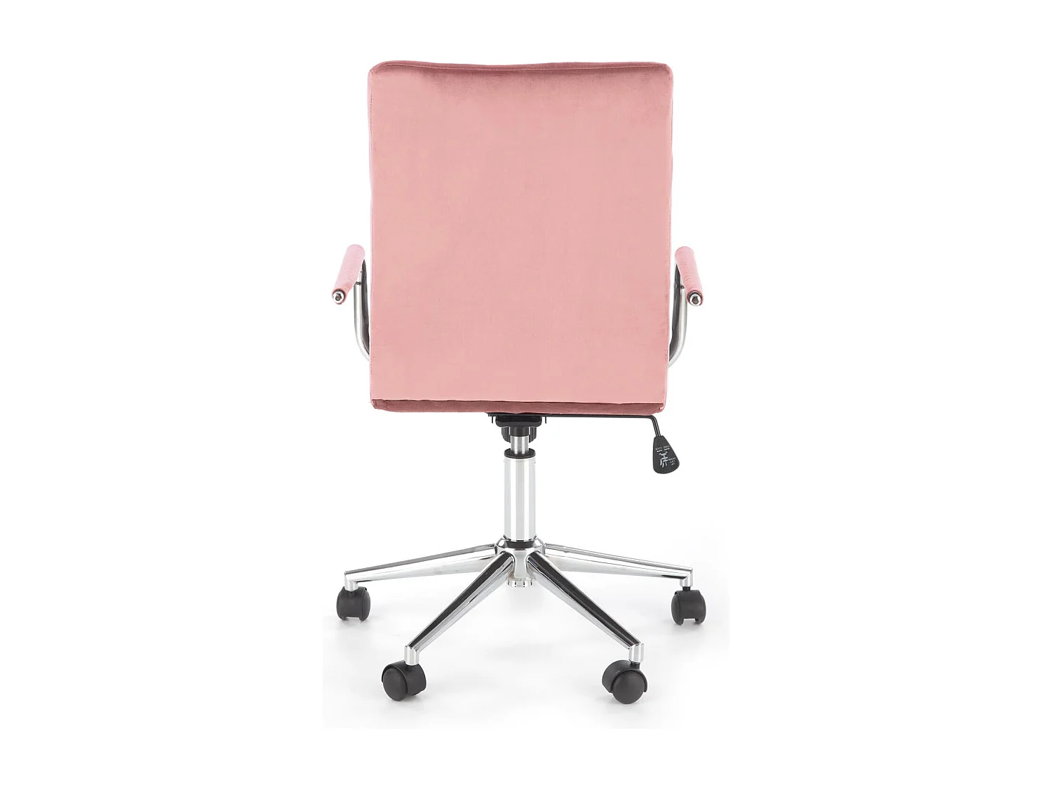 Siège de bureau enfant en velours rose avec structure en métal chromé MAC