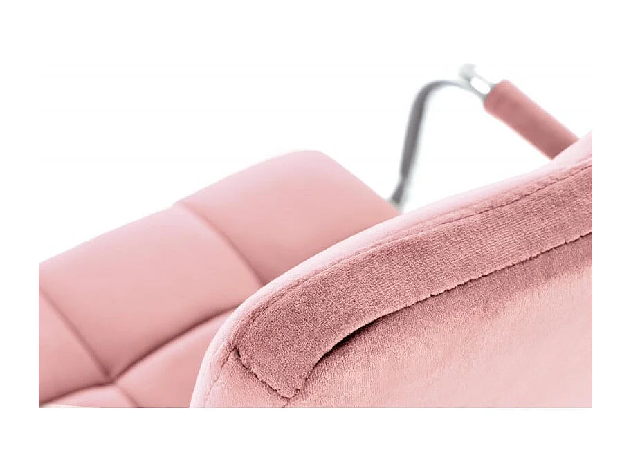 Siège de bureau enfant en velours rose avec structure en métal chromé MAC