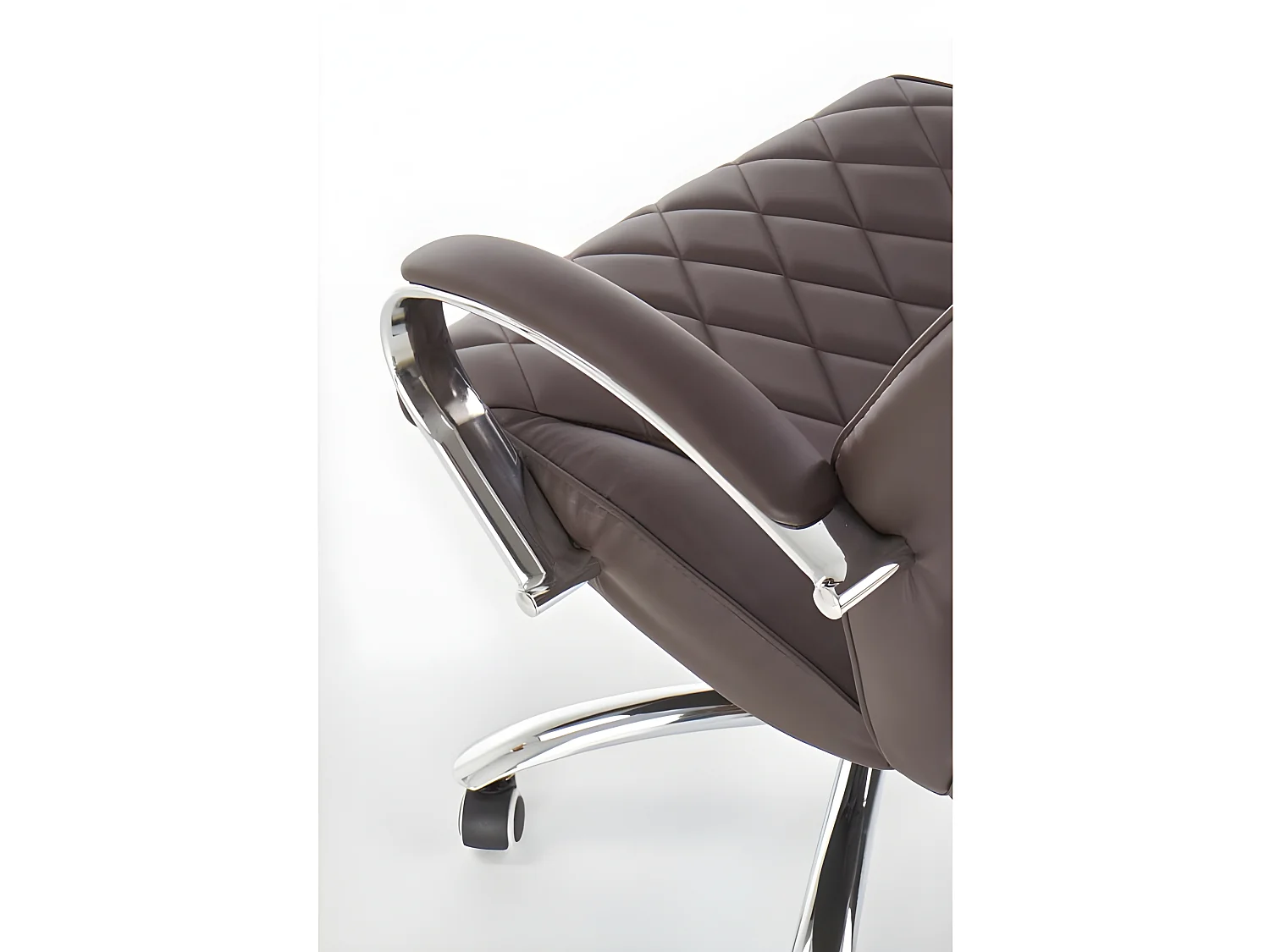 Fauteuil de bureau éco-cuir capitonné marron Marvin