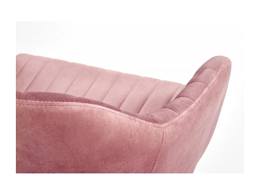 Fauteuil de bureau enfant avec accoudoirs en velours rose avec piètement noir à roulettes EZRA