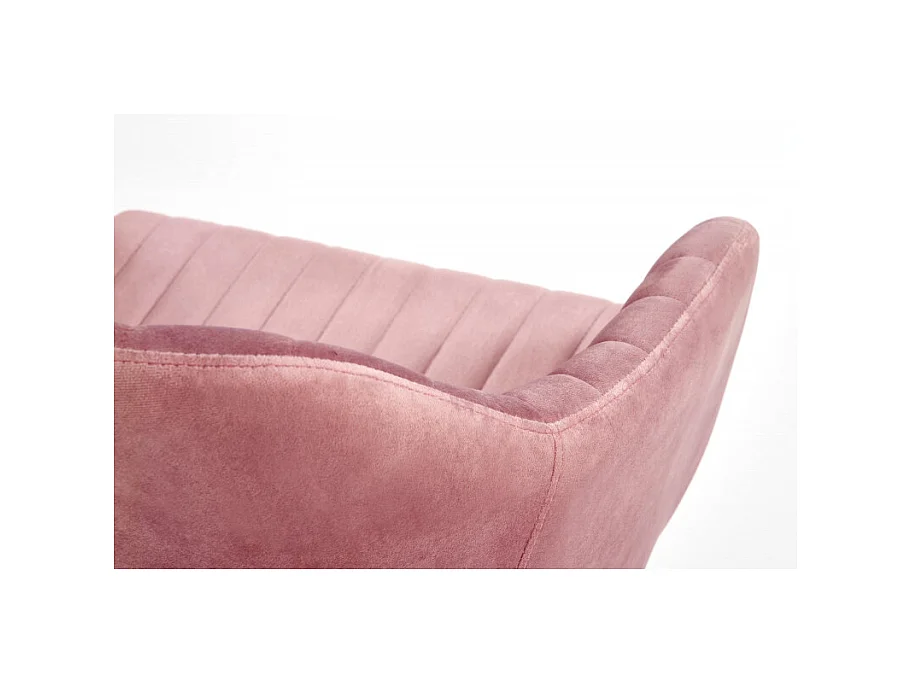 Silla de oficina infantil EZRA con reposabrazos de terciopelo rosa y base negra con ruedas