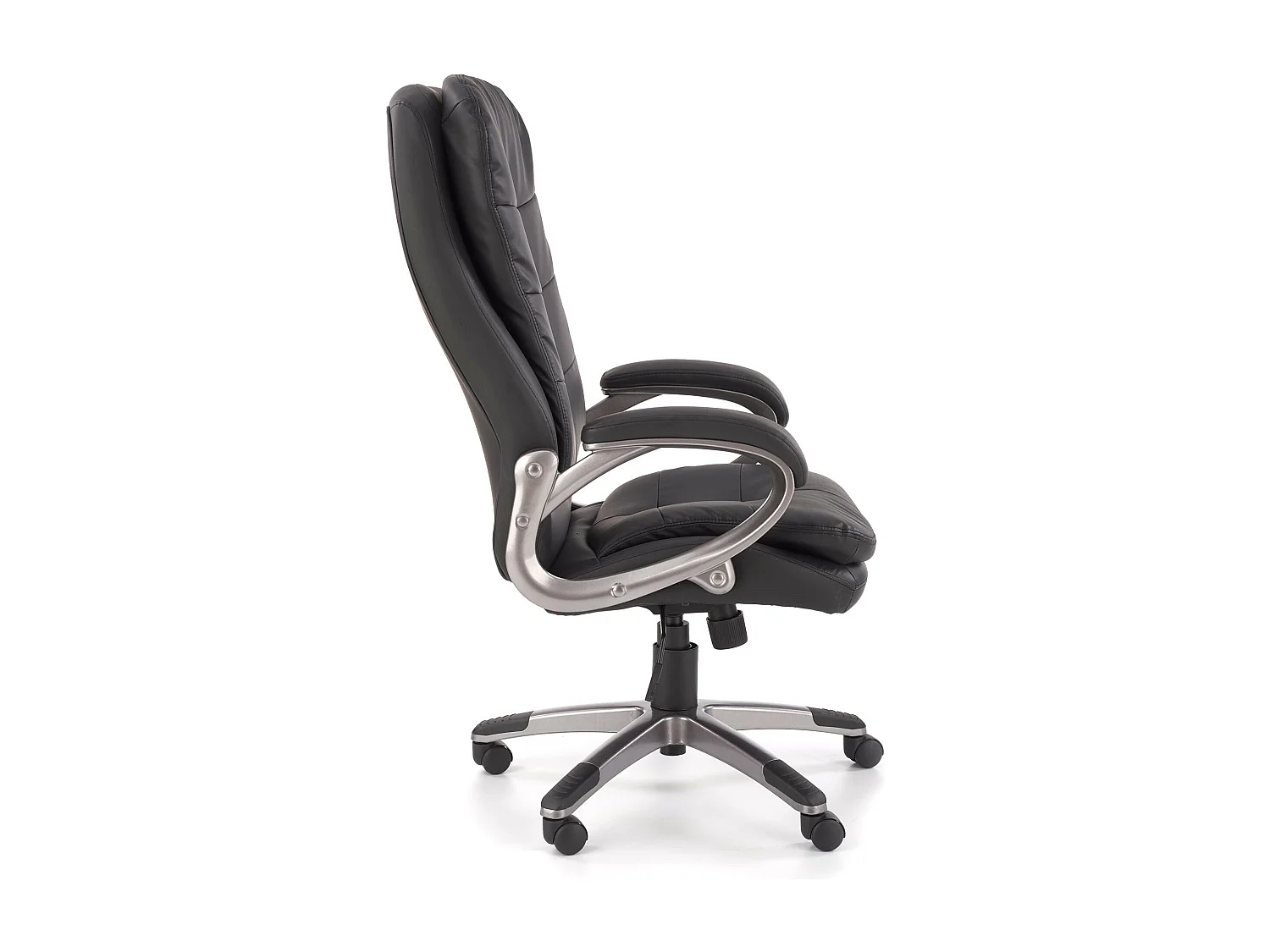 Sedia da ufficio in ecopelle nera con struttura in metallo cromato MAZE