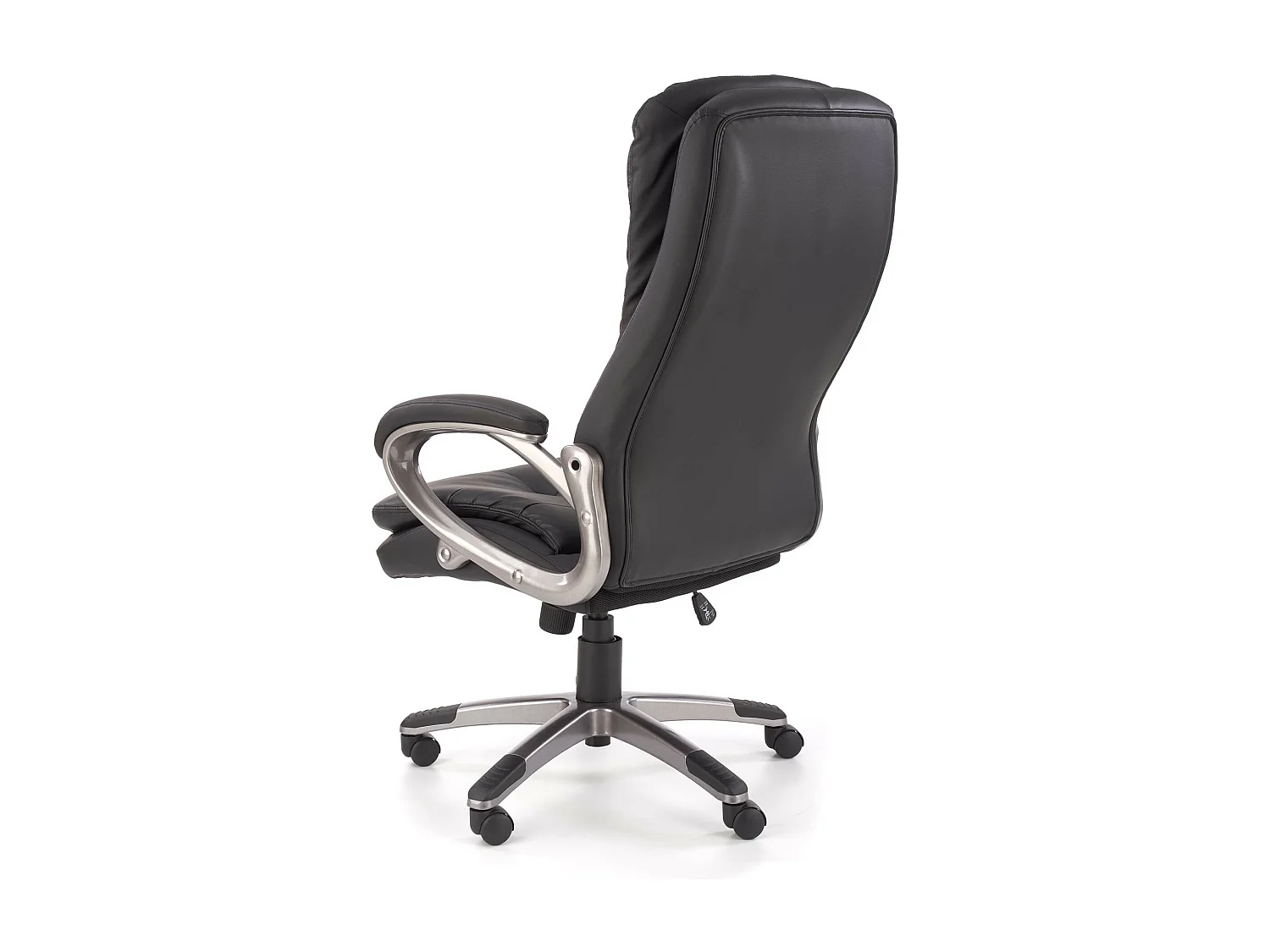 Sedia da ufficio in ecopelle nera con struttura in metallo cromato MAZE