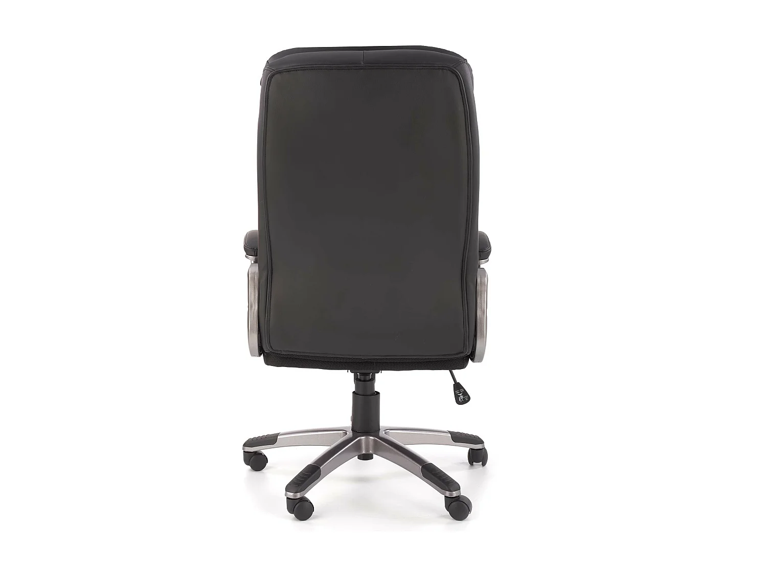 Sedia da ufficio in ecopelle nera con struttura in metallo cromato MAZE