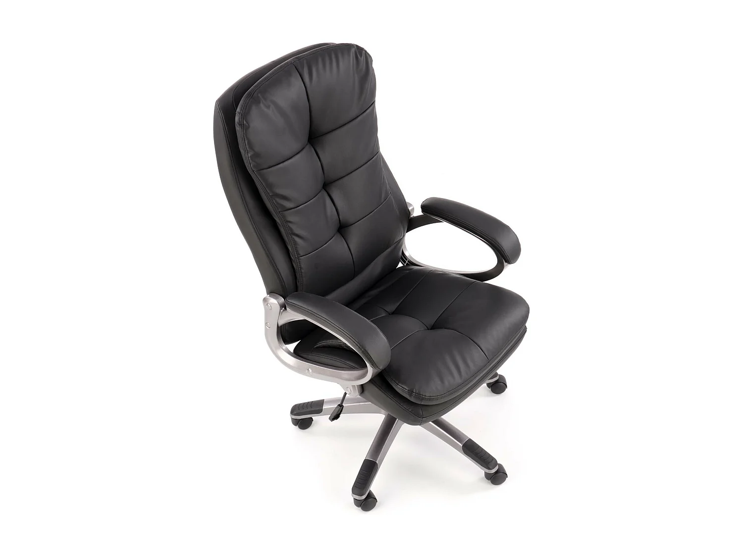 Silla de oficina de ecopiel negra con estructura de metal cromado MAZE