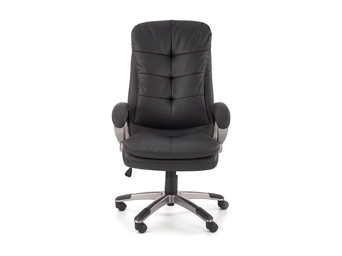 Silla de oficina de ecopiel negra con estructura de metal cromado MAZE