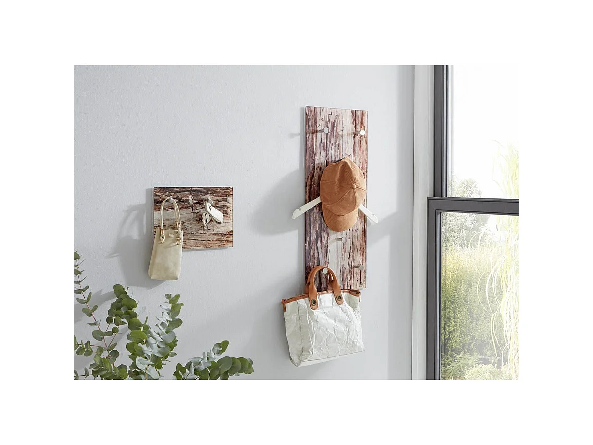 Porte-Clés Mural en Verre "Écorce" 30cm Marron