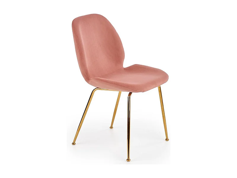Sedia da pranzo rosa con struttura in acciaio Around placcato oro