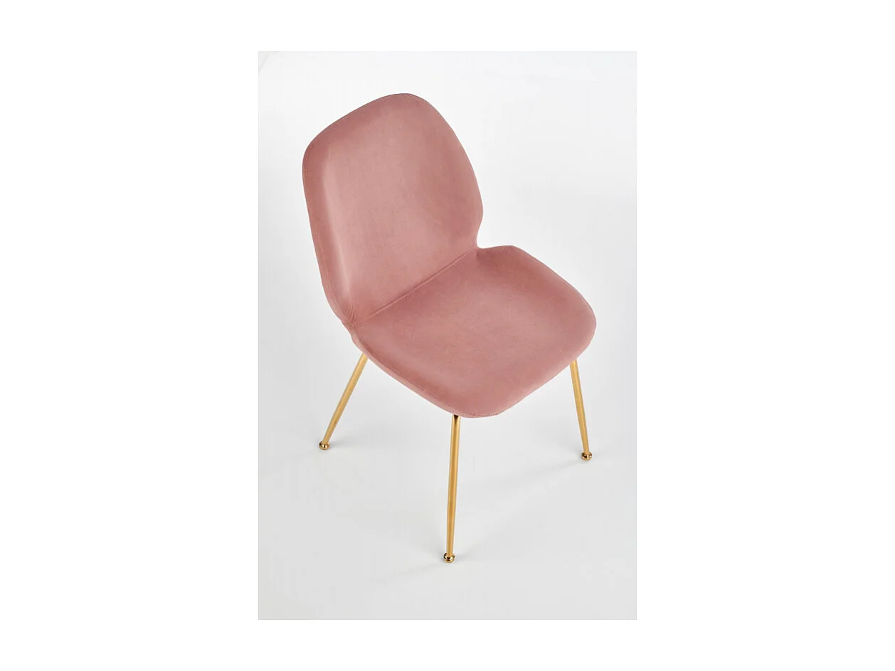 Silla de comedor rosa con estructura de acero dorado Around
