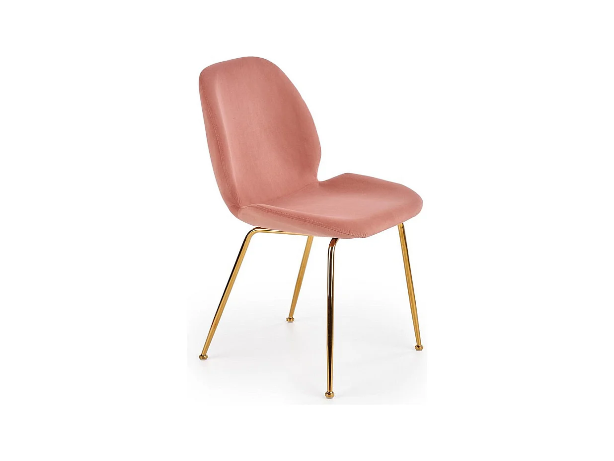 Chaise de salle à manger rose avec structure en acier doré Around