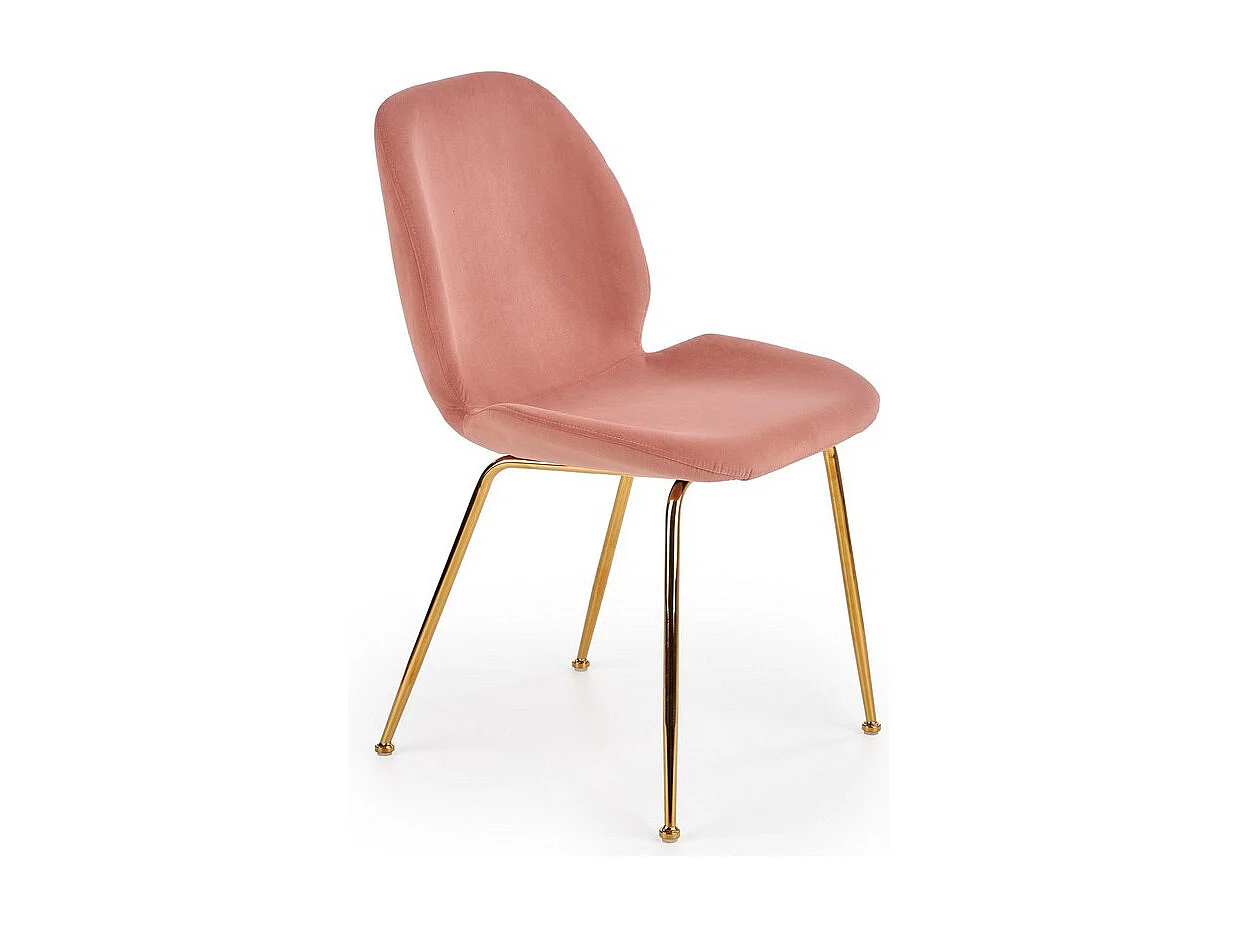 Chaise de salle à manger rose avec structure en acier doré Around