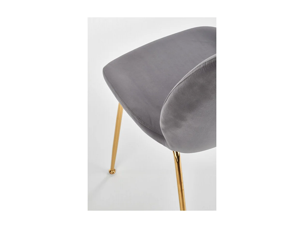 Chaise de salle à manger grise avec pieds en métal doré Around