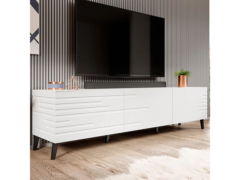 Meuble TV design blanc mat 186 cm Max